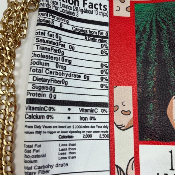 Potato Chip Print Handbag - Unique Delicious Gold Chain Crossbody- NWOT - Picture 8 of 12